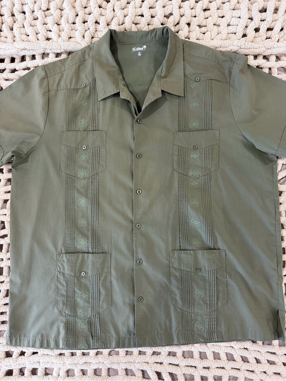 Cubavera Olive Green Men's Casual Button-Up Shirt #0104